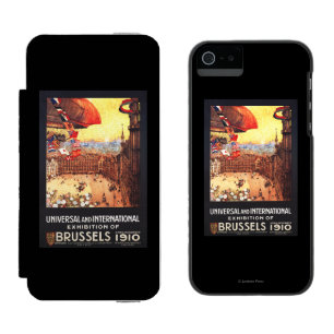 Coque-portefeuille iPhone 5 Incipio Watson™ Dirigeable de Lebaudy avec des drapeaux du monde 