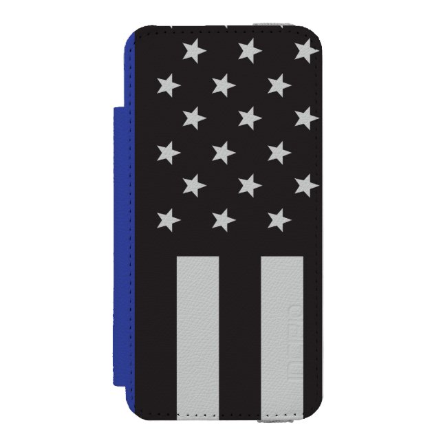 Coque Portefeuille Incipio Pour iPhone Drapeau américain à ligne mince personnalisé (Folio Devant)