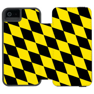 Coque-portefeuille iPhone 5 Incipio Watson™ Drapeau diamant Bavière noir et jaune