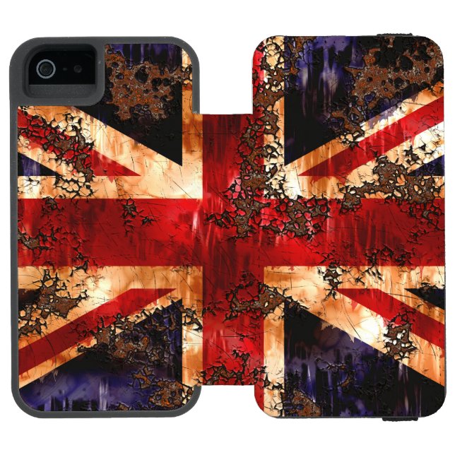 Coque Portefeuille Incipio Pour iPhone Drapeau du Royaume-Uni patriotique rouillé (Folio Ouvert)