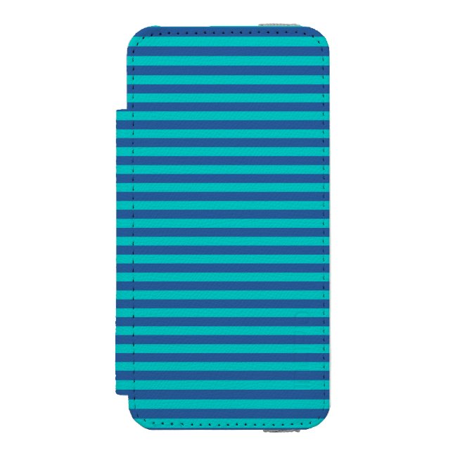Coque Portefeuille Incipio Pour iPhone Dusk Blue and Dark Turquoise Stripes (Folio Devant)