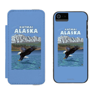 Coque-portefeuille iPhone 5 Incipio Watson™ Eagle chauve plongeant - Katmai, Alaska