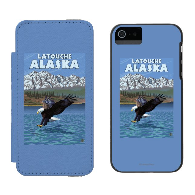 Coque Portefeuille Incipio Pour iPhone Eagle chauve plongeant - Latouche, Alaska (Côté par côté)