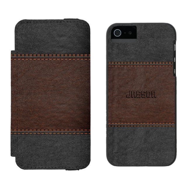Coque Portefeuille Incipio Pour iPhone Élégant cuir Vintage Brown et noir (Côté par côté)