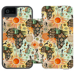 Coque-portefeuille iPhone 5 Incipio Watson™ Éléments de motif tribal décoratif de carte d'Afri