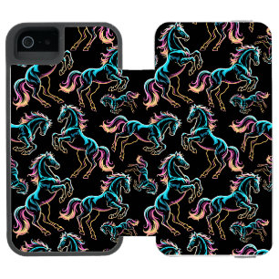 Coque-portefeuille iPhone 5 Incipio Watson™ Enseigne au néon Cheval Style Rétro Glitch