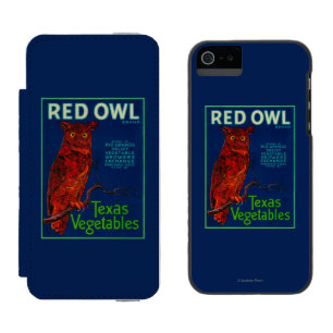 Coque-portefeuille iPhone 5 Incipio Watson™ Étiquette végétal de hibou rouge