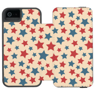 Coque-portefeuille iPhone 5 Incipio Watson™ Etoiles rouges et bleues, 4 juillet, Arrière - pla