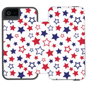 Coque-portefeuille iPhone 5 Incipio Watson™ Étoiles rouges et bleues, 4 juillet, fond blanc