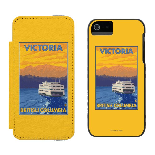 Coque Portefeuille Incipio Pour iPhone Ferry et montagnes - Victoria, AVANT JÉSUS CHRIST (Côté par côté)