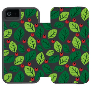 Coque-portefeuille iPhone 5 Incipio Watson™ Feuilles Vertes, Baies Rouges, Motif De Feuilles