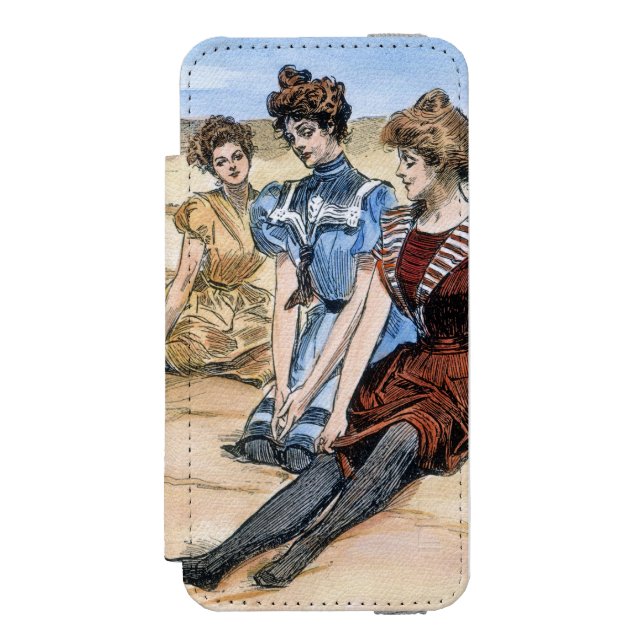Coque Portefeuille Incipio Pour iPhone Filles de Gibson sur la plage, 1900 (Folio Devant)