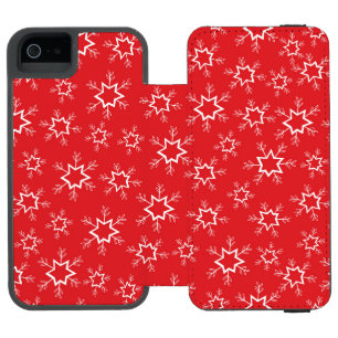 Coque-portefeuille iPhone 5 Incipio Watson™ Flèches de neige, Flakes rouges et blancs, Neige