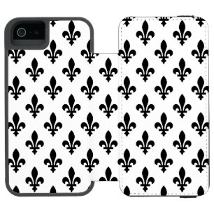 Coque-portefeuille iPhone 5 Incipio Watson™ Fleur de Lis Motif, Royal French, Noir sur Blanc