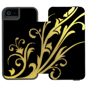 Coque-portefeuille iPhone 5 Incipio Watson™ Fleur dorée fausse luxueuse abstraite