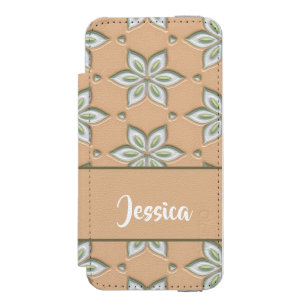 Coque-portefeuille iPhone 5 Incipio Watson™ Fleurs blanches gravées sur bronze
