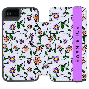 Coque-portefeuille iPhone 5 Incipio Watson™ Fleurs colorées, Arrière - plan bleu, violet