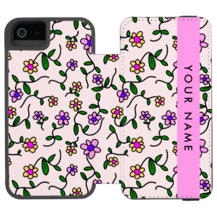 Coque-portefeuille iPhone 5 Incipio Watson™ Fleurs colorées, Arrière - plan rose, rose