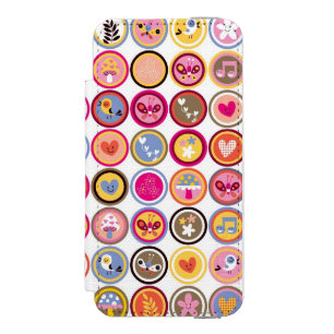 Coque-portefeuille iPhone 5 Incipio Watson™ fleurs mignonnes, oiseaux, motif de coeurs