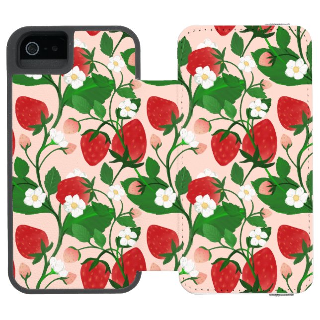 Coque Portefeuille Incipio Pour iPhone Fraise d'été en rose (Folio Ouvert)