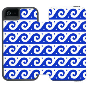 Coque-portefeuille iPhone 5 Incipio Watson™ Fret grec, Motif d'onde méditerranéen, Bleu