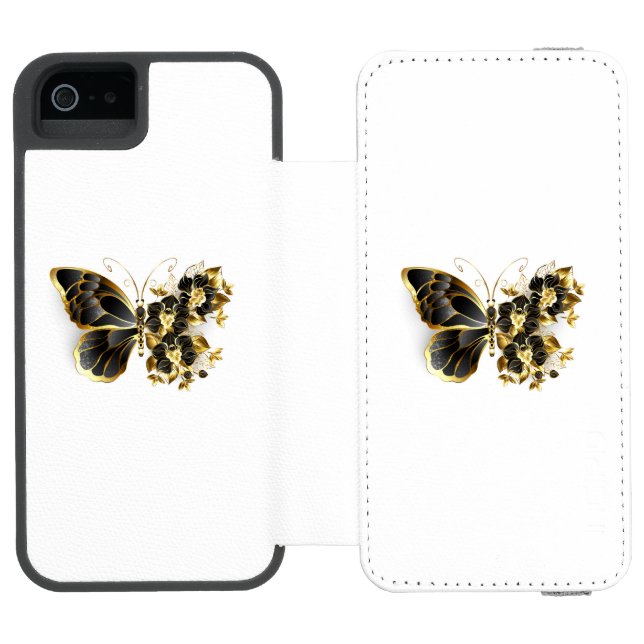 Coque Portefeuille Incipio Pour iPhone Gold flower Butterfly with Black Orchid (Folio Ouvert)