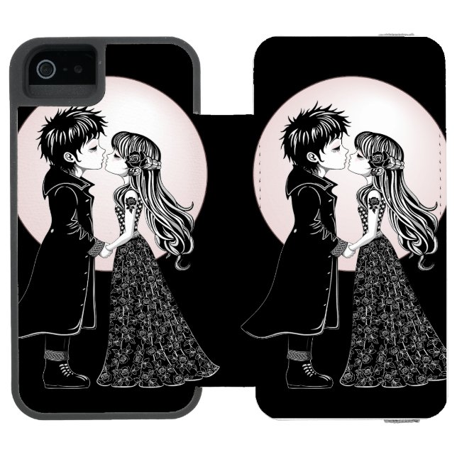 Coque Portefeuille Incipio Pour iPhone Gothique Emo Enfants Kiss Valentine's Day (Folio Ouvert)