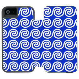 Coque-portefeuille iPhone 5 Incipio Watson™ Grec Meander Key Waves Motif Bleu