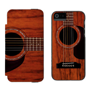 Coque-portefeuille iPhone 5 Incipio Watson™ Guitare acoustique supérieure d'acajou