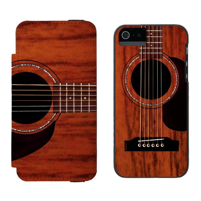 Coque Portefeuille Incipio Pour iPhone Guitare acoustique supérieure d'acajou (Côté par côté)