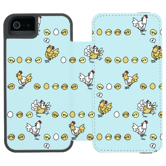 Coque Portefeuille Incipio Pour iPhone Hens, Chicks, and Eggs (Folio Ouvert)