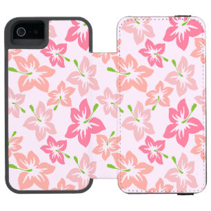 Coque-portefeuille iPhone 5 Incipio Watson™ Hibiscus Rose, Fleurs Roses, Motif De Fleurs