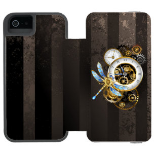 Coque-portefeuille iPhone 5 Incipio Watson™ Horloge à vapeur avec libellule mécanique