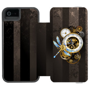 Coque-portefeuille iPhone 5 Incipio Watson™ Horloge à vapeur avec libellule mécanique