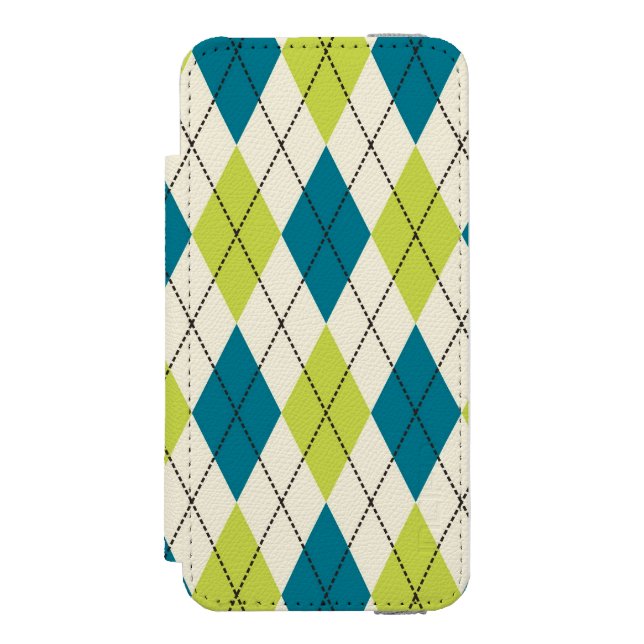 Coque Portefeuille Incipio Pour iPhone Jacquard bleu et vert (Folio Devant)