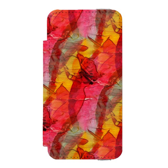 Coque Portefeuille Incipio Pour iPhone Jaune rouge d'art d'aquarelle (Folio Devant)