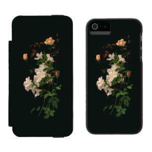 Coque-portefeuille iPhone 5 Incipio Watson™ Jet vintage des fleurs sur le noir