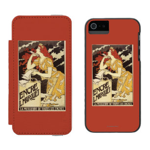 Coque-portefeuille iPhone 5 Incipio Watson™ L. Marquet Ink Rouge-A dirigé la femme et l'harpe