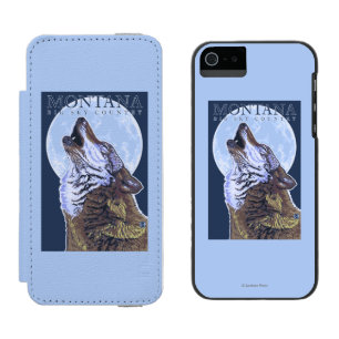 Coque-portefeuille iPhone 5 Incipio Watson™ Le Montana -- Grand loup de CountryHowling de ciel