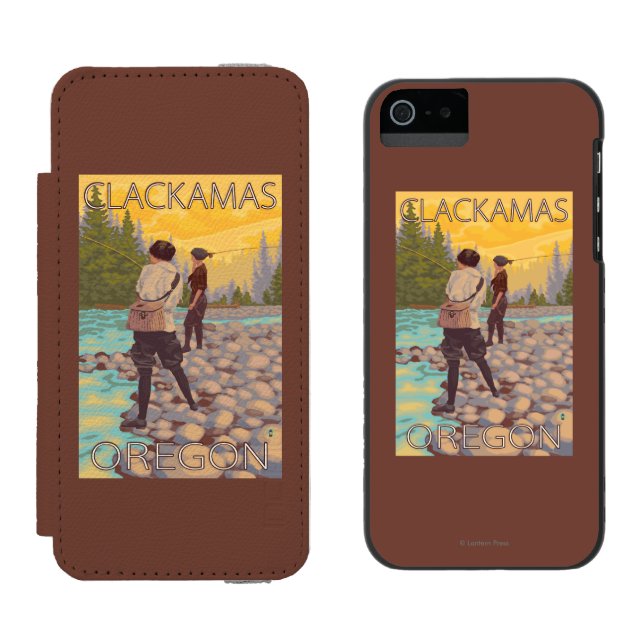 Coque Portefeuille Incipio Pour iPhone Les femmes pilotent la pêche - Clackamas, Orégon (Côté par côté)