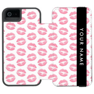 Coque-portefeuille iPhone 5 Incipio Watson™ Lèvres Roses, Baiser, Baguette à lèvres, Votre Nom