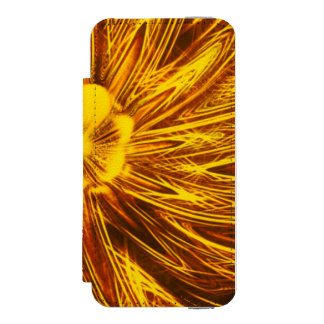 Coque-portefeuille iPhone 5 Incipio Watson™ Lignes Abstraites Fleur Jaune