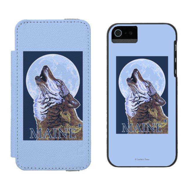 Coque Portefeuille Incipio Pour iPhone Loup de MaineHowling (Côté par côté)