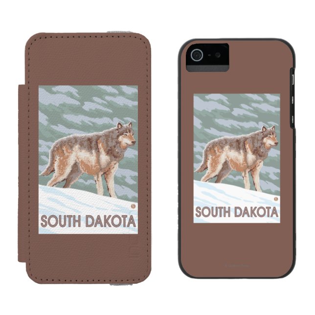 Coque Portefeuille Incipio Pour iPhone Loup gris StandingSouth Dakota (Côté par côté)