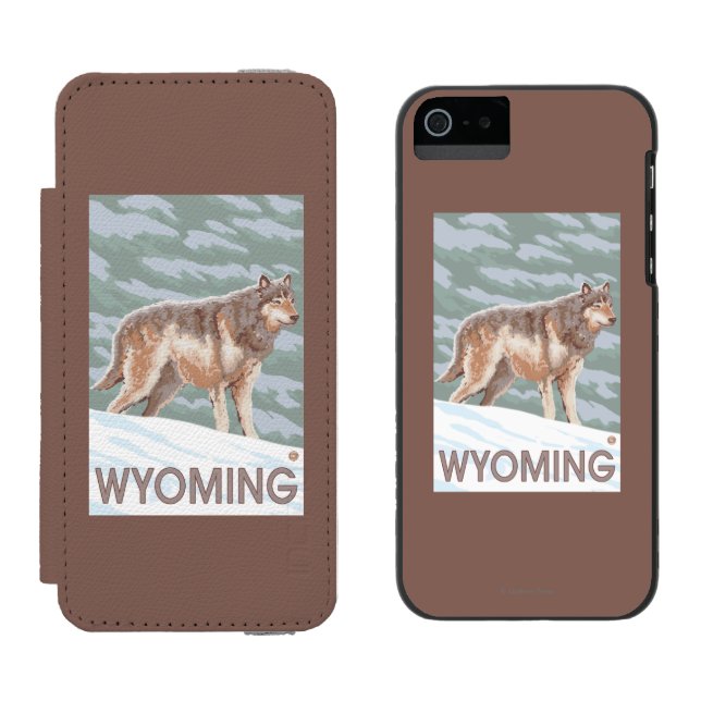 Coque Portefeuille Incipio Pour iPhone Loup gris StandingWyoming (Côté par côté)