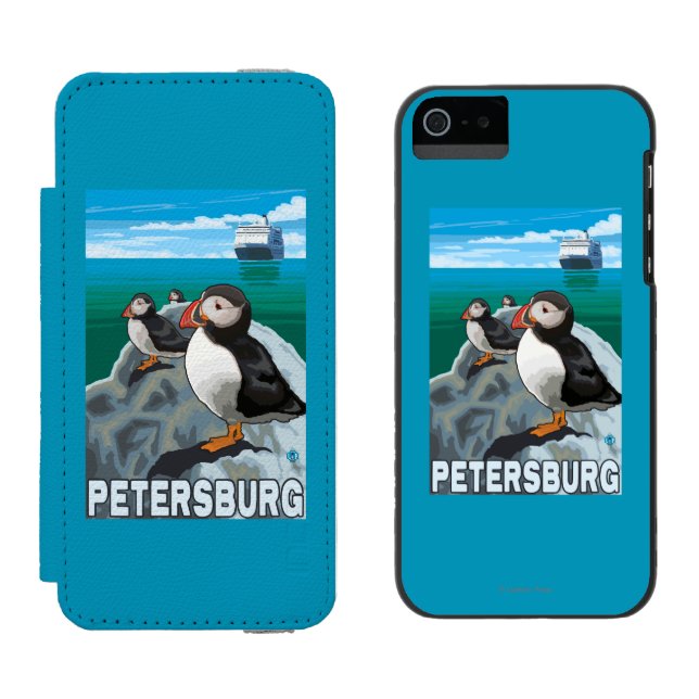 Coque Portefeuille Incipio Pour iPhone Macareux et bateau de croisière - Pétersbourg, (Côté par côté)