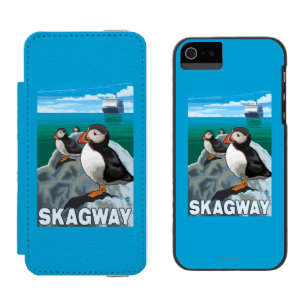 Coque-portefeuille iPhone 5 Incipio Watson™ Macareux et bateau de croisière - Skagway, Alaska