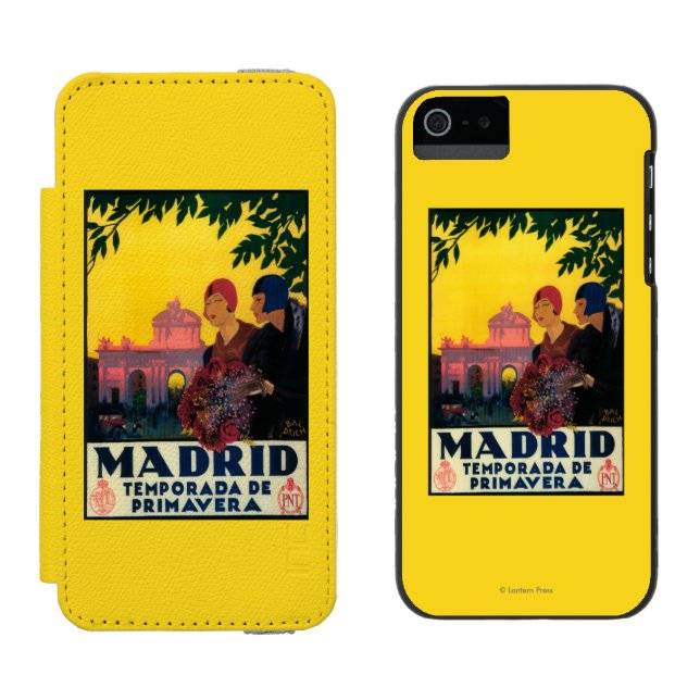 Coque Portefeuille Incipio Pour iPhone Madrid en affiche promotionnelle de voyage de (Côté par côté)