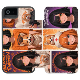 Coque-portefeuille iPhone 5 Incipio Watson™ Mignon art de collage d'Halloween d'anime Filles