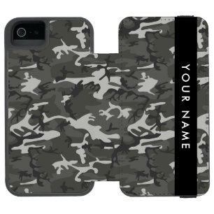 Coque-portefeuille iPhone 5 Incipio Watson™ Modèle de camouflage gris, Votre nom, Personnalise